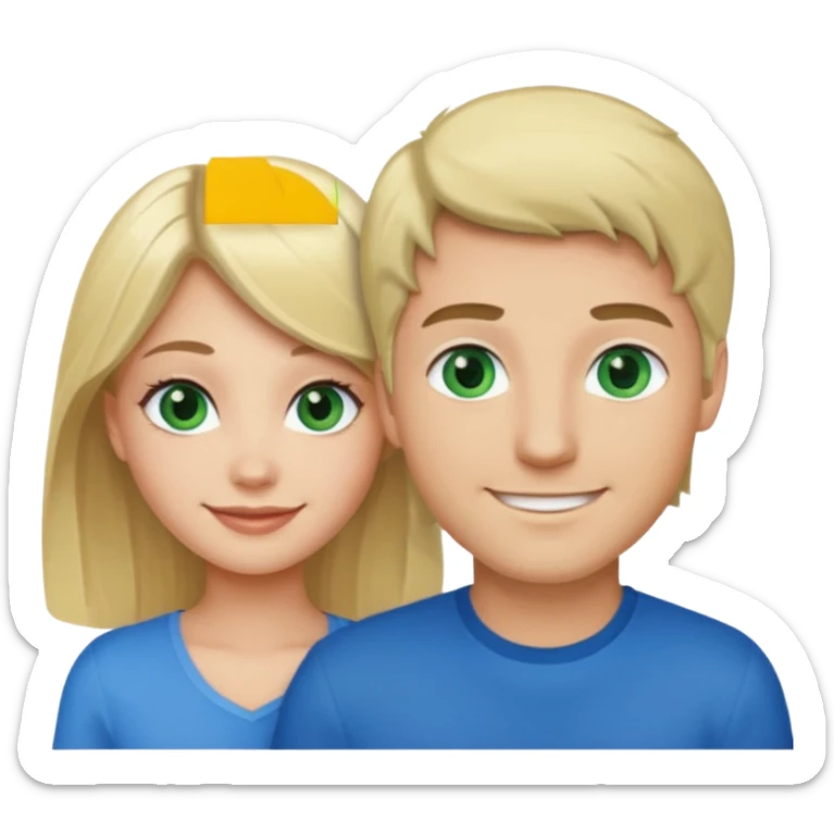 Girl blonde Green eyes man dark Hair blue eyes sticker