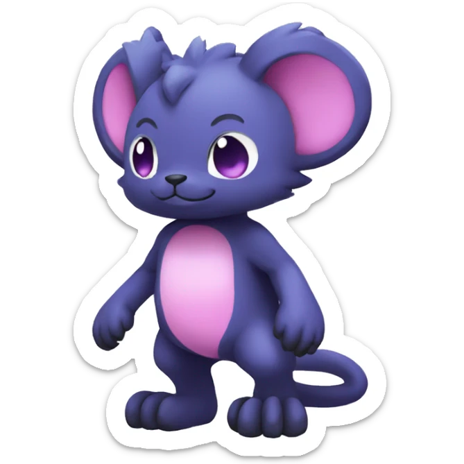 Cute cool black blue purple pink animal hybrid Fakemon full body sticker