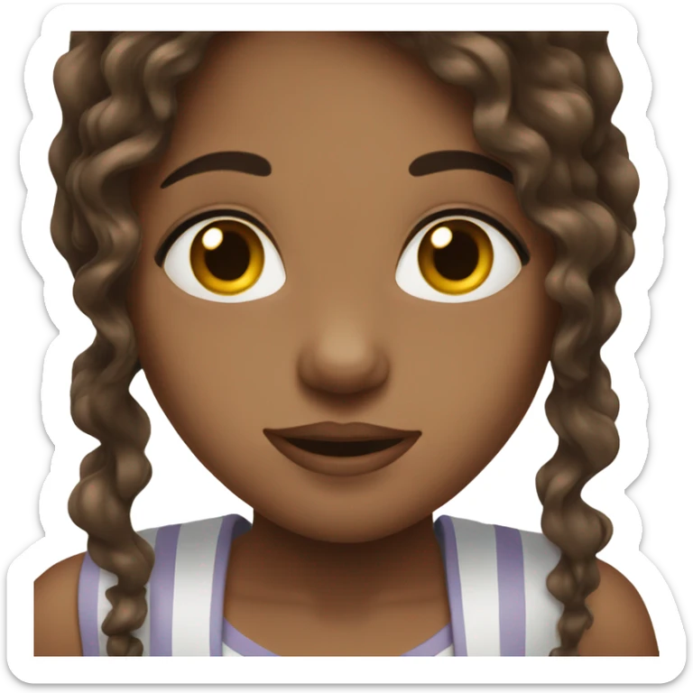 dark brown hair brown eye girl wavy haircut  sticker