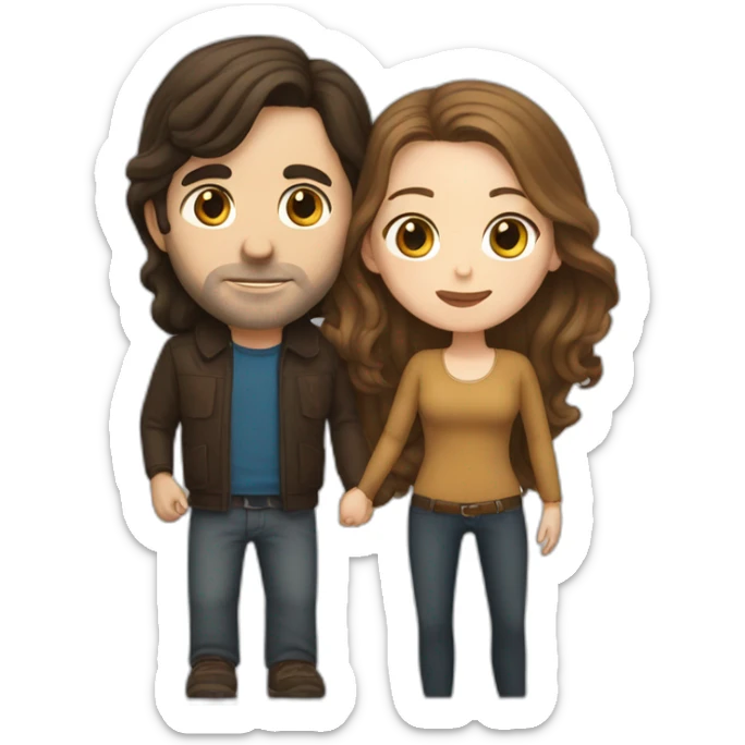 White Man with dark hair kissing white woman with long brown hair sticker