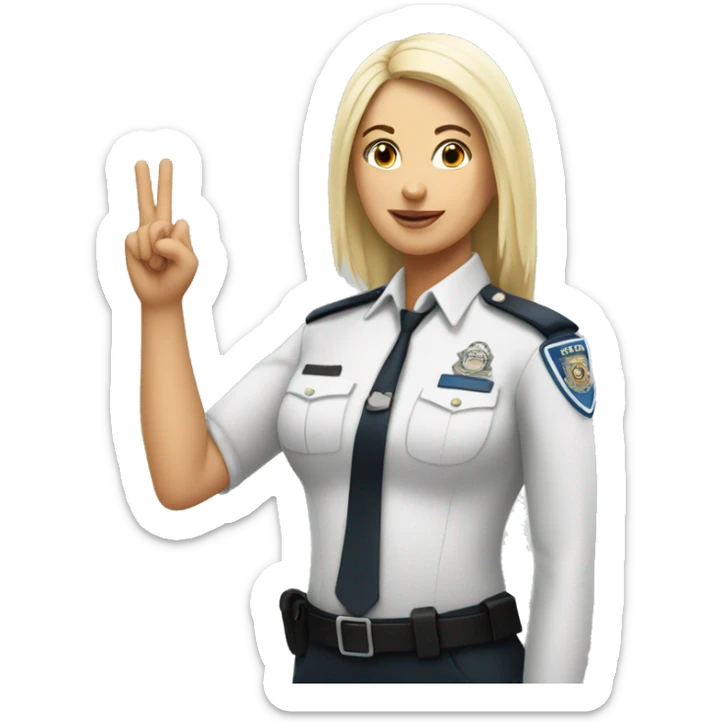 women white doing the respect hand sign to a women officer sticker