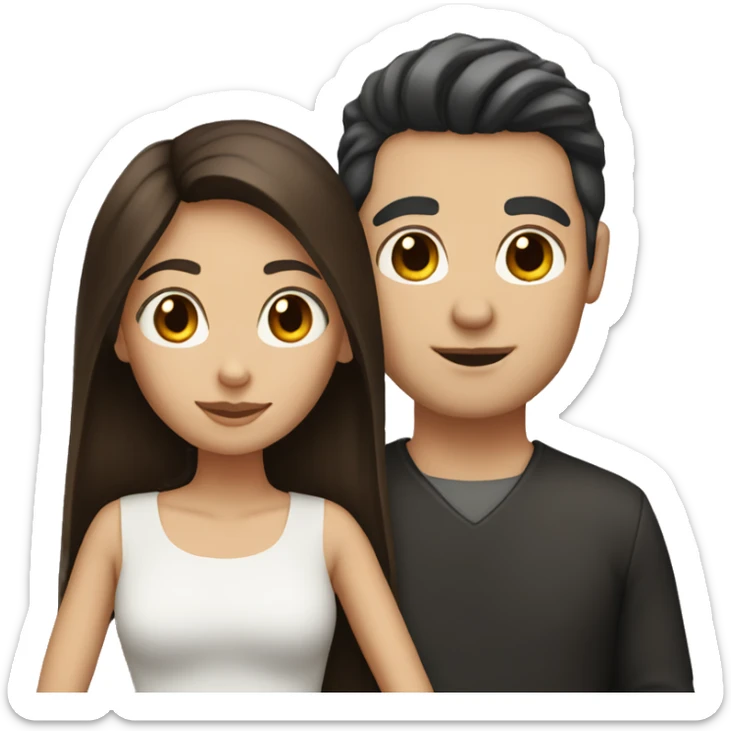 White couple with brown hair girl with black hair sticker