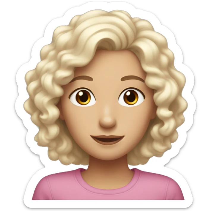 Mom with polar blonde hair, brown eyes and her adult daughter with curly brown hair and brown eyes sticker