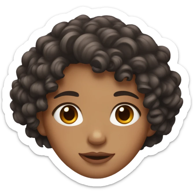 girl with dark loose curly hair and brown eyes  sticker