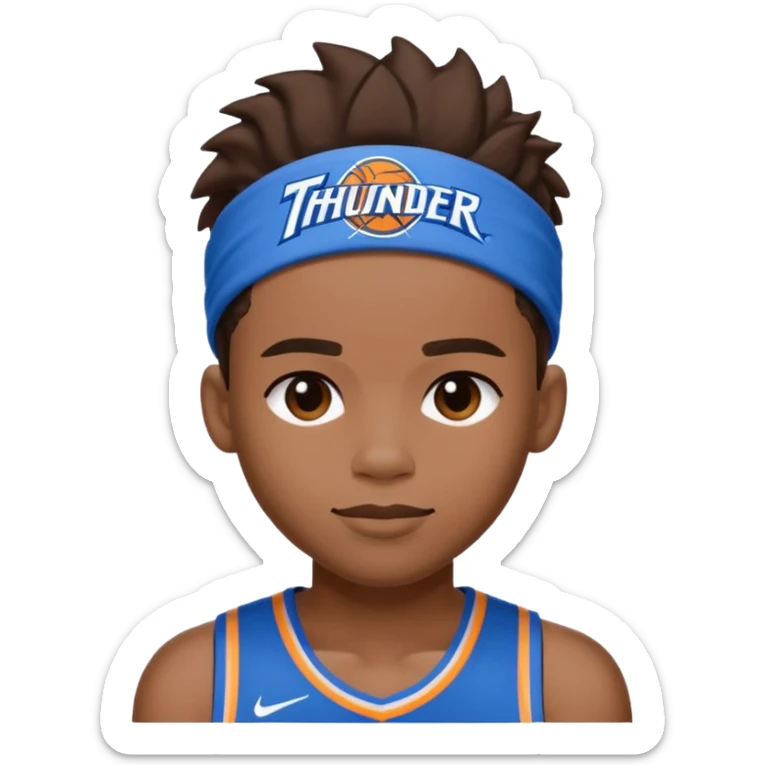 Shai Gilgeous-Alexander as an emoji, featuring his signature hairstyle, headband, and Oklahoma City Thunder jersey sticker