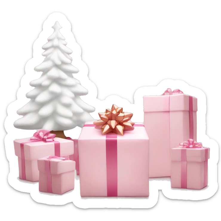 Light pink Christmas gifts under a white Christmas tree  sticker