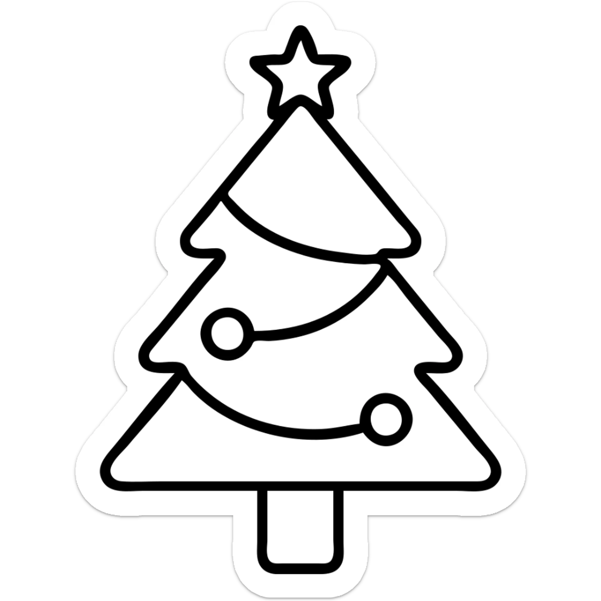 Add a yellow star on top of the pink Christmas tree, minimal with flat lines icon style, no background. sticker