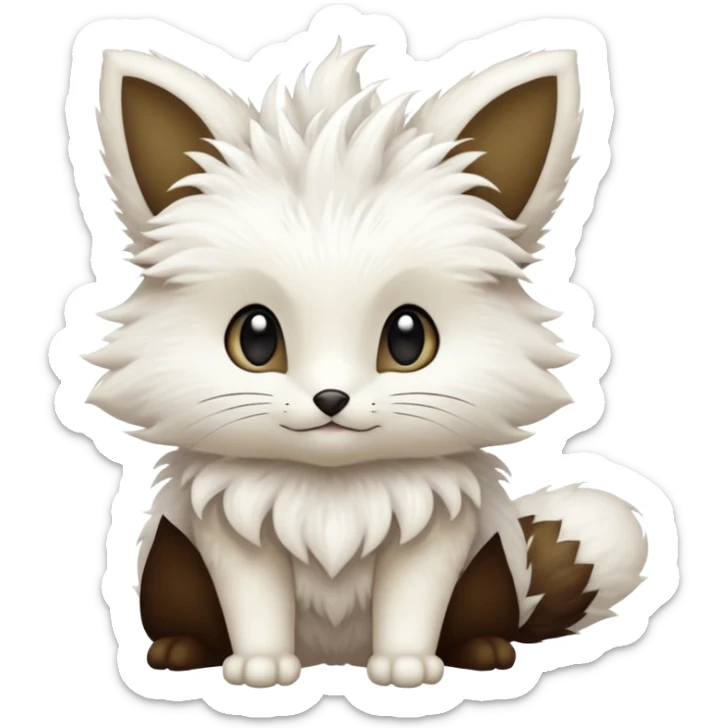 White furry romantic vintage antique divine beautiful elegant pretty precious cute young youthful  Fakémon-Pokémon-hybrid-creature sticker
