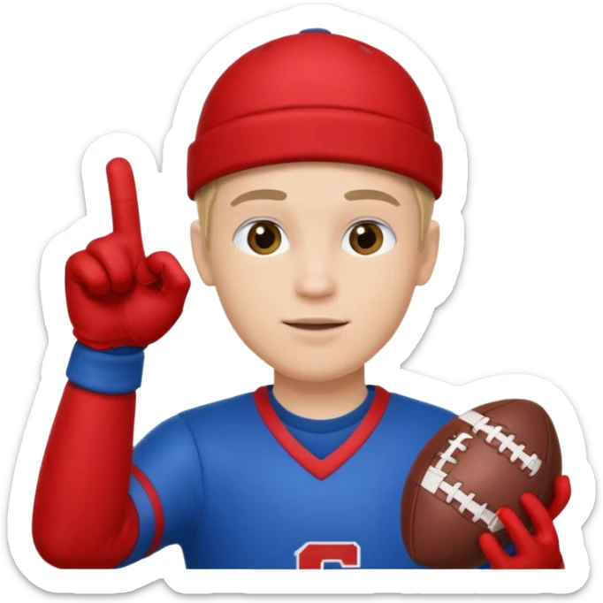  #1 glove first finger up football fan in blue (#00A3E0) and red (#F9423A)  sticker