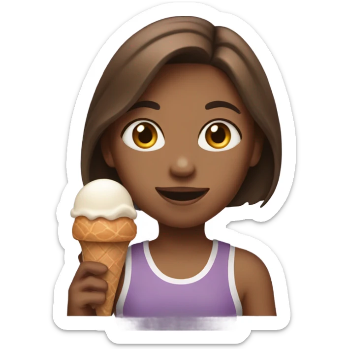 Brown hair girl with a basketball and ice cream  sticker