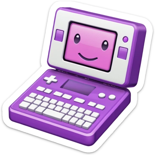 Necesito botones para un reproductor de música, los botones tienen que mezclar un estilo pixel art con vaporwave y usar como coló principal un morado. sticker