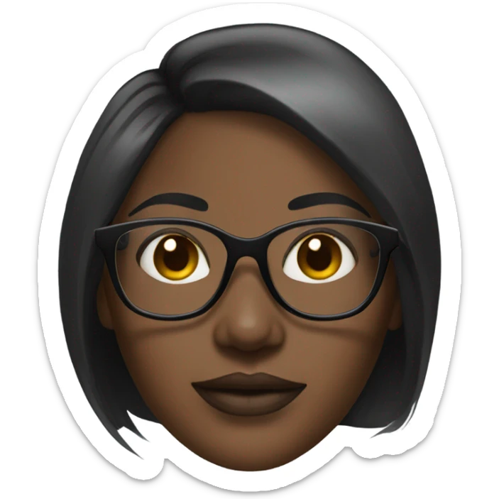 stylish dark-skinned female portrait straight hair and glasses sticker