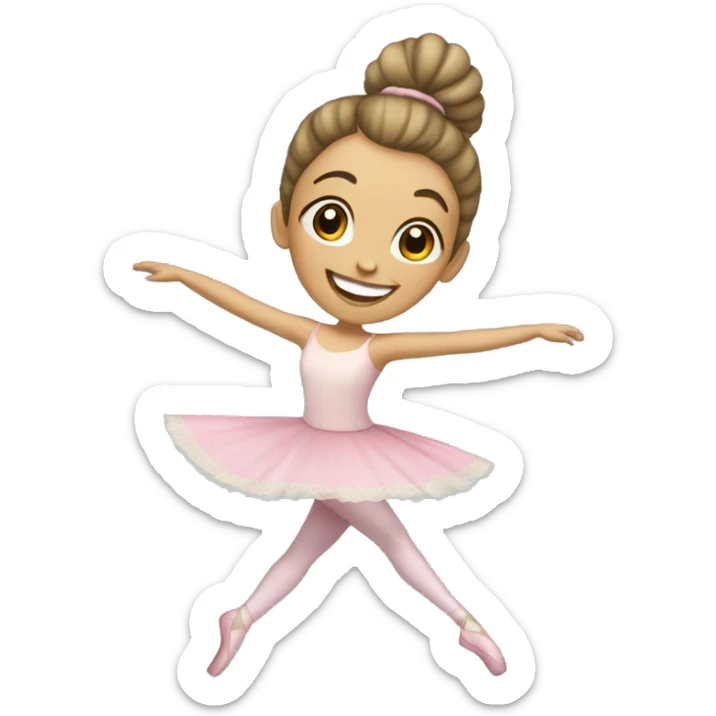 A girl with a ballet bun dancing and happy with a handkerchief sticker