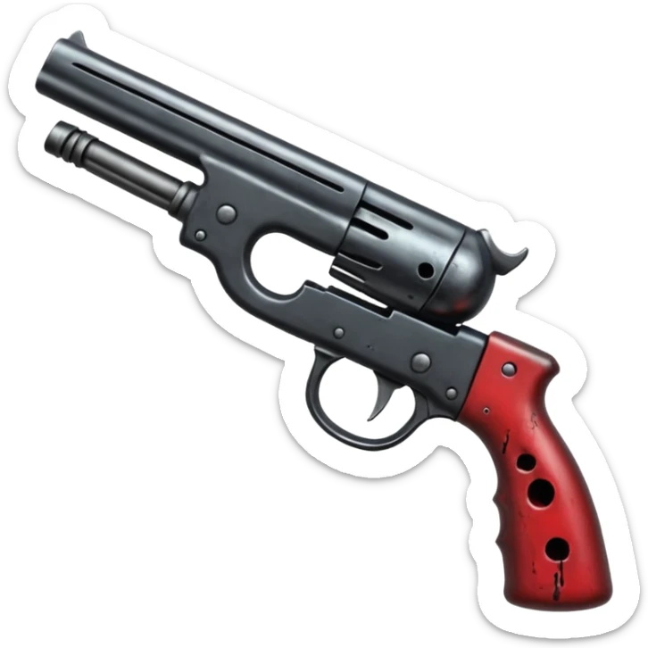 A shotgun pointed upward, in the style of your bleeding skull art. Dark gritty and menacing art style. Pointing up sticker