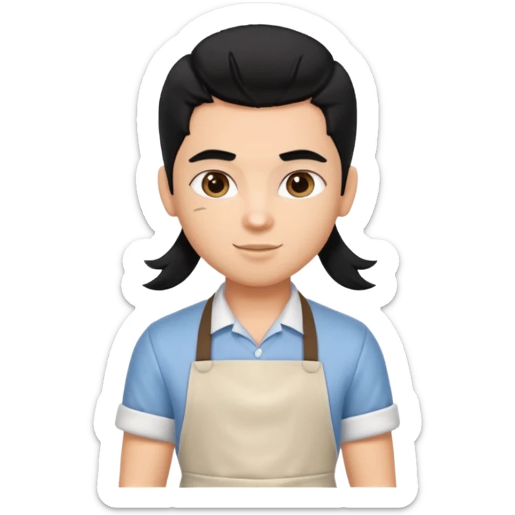 a pretty bratz barista. black hair. male sticker