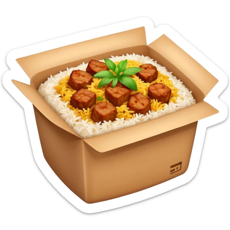 i want an emoji of biriyani in a food delivery box sticker