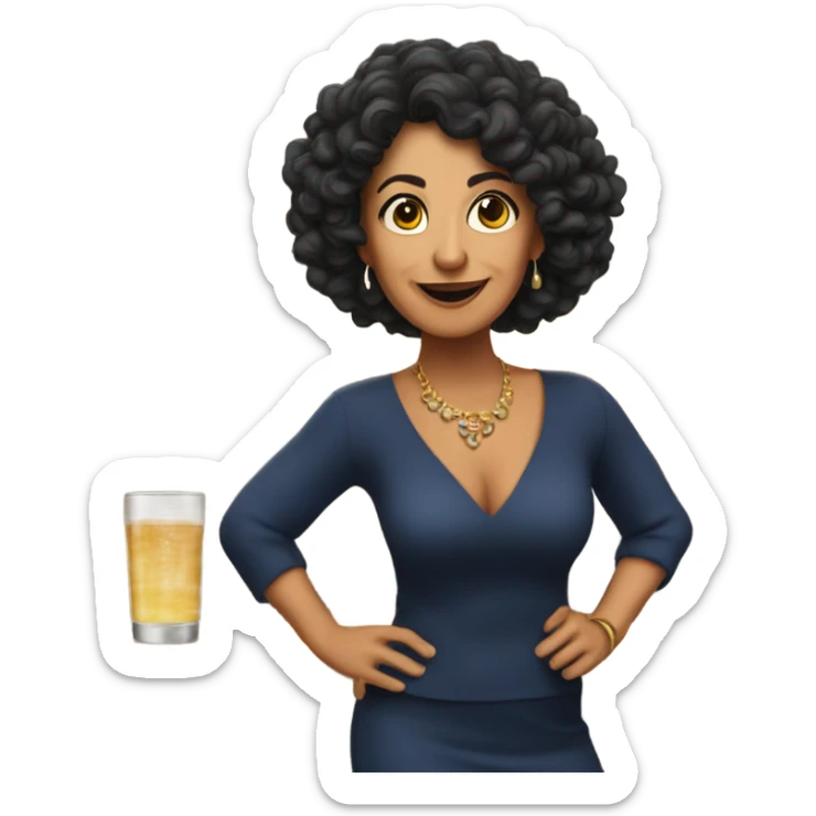 Hispanic 48 year old women with not so curly hair dancing at a bar sticker