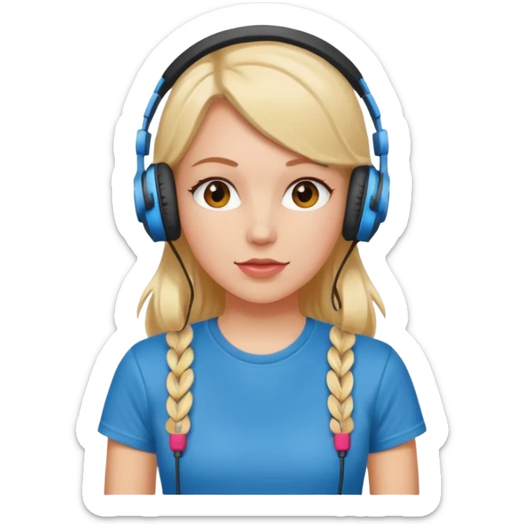 cherryhead skin white girl with deportive t shirt and headphones sticker