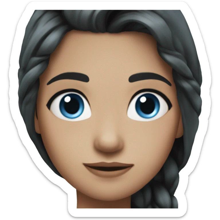 a girl with fair skin, straight black hair, gray-blue eyes, standing,very beautiful,very hot,with her hair down sticker