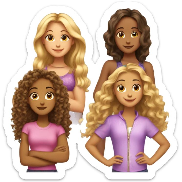 four girls that want to be the cheetah girls but one is 4yrs old, 2 are 16yrs old and the other is 23 sticker