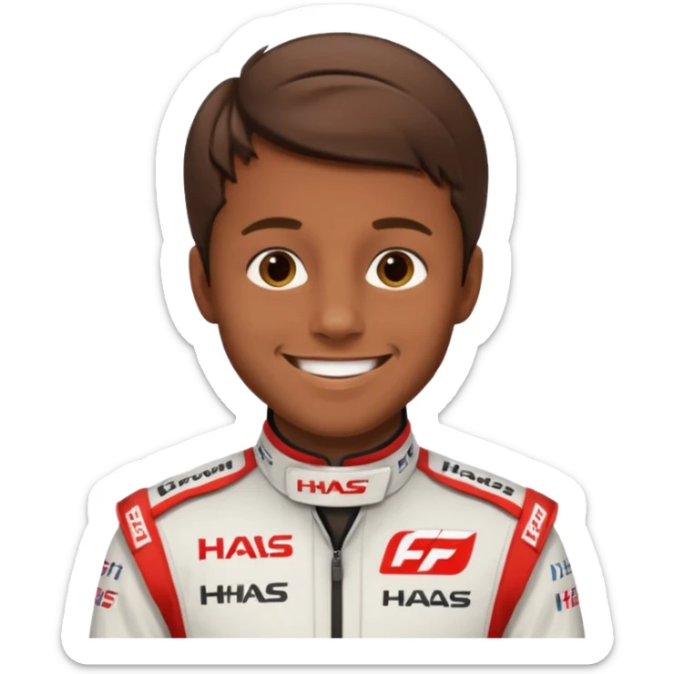 The Formula 1 Driver Oliver Bearman (brown volume hair)in Haas F1 Suit sticker