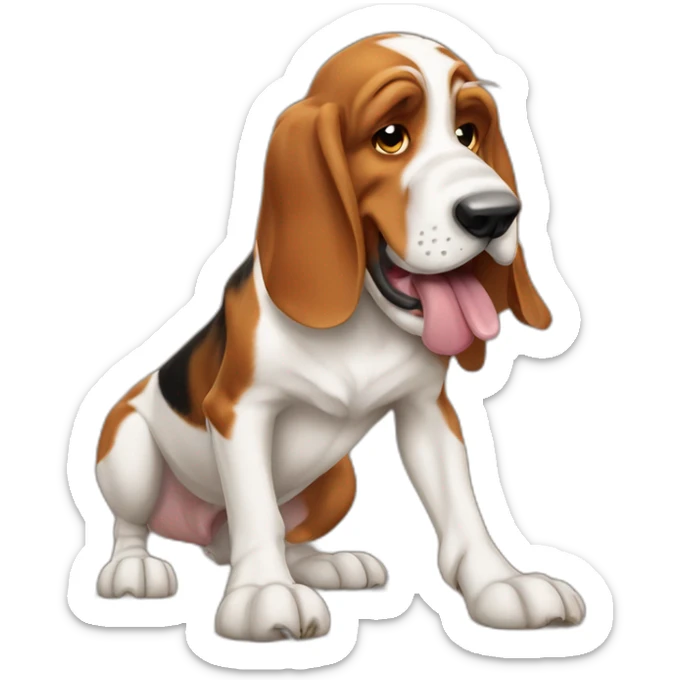 angry basset fauve de bretagne licking paw sticker
