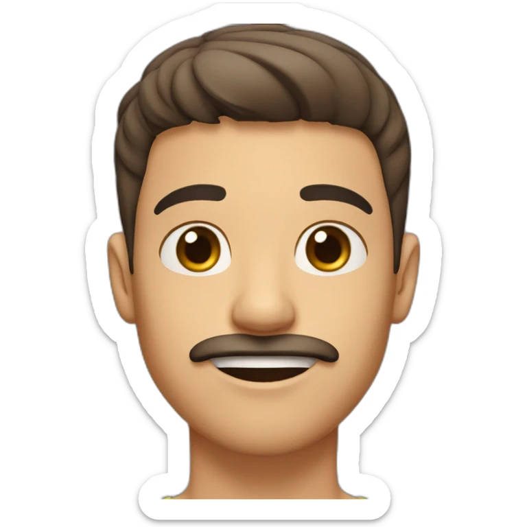 Brown hair Young Guy with a mustache and gel on his short hair big jaw big nose and an arabic tone of skin sticker