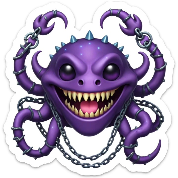 Voidborn Warlord – A six-eyed, four-armed cosmic beast wrapped in chains of collapsed stars, grinning with a mouth that stretches into infinity sticker