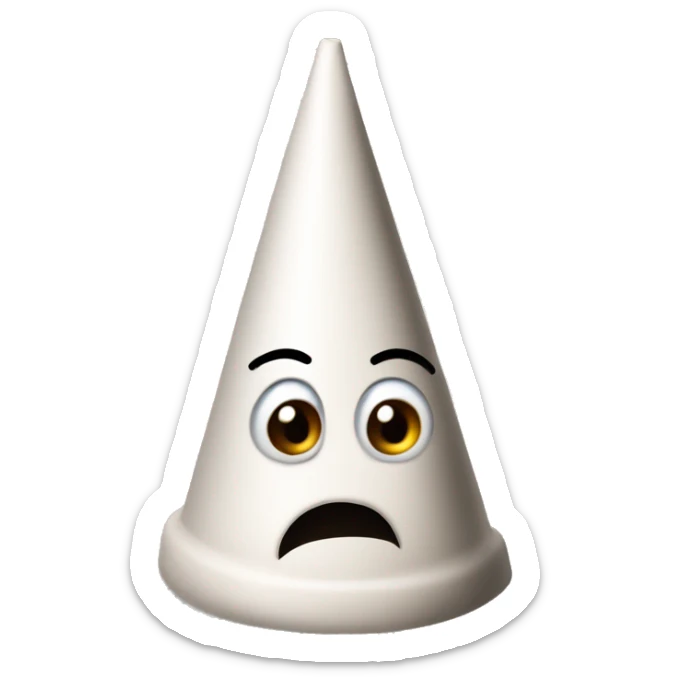 An emoji of a crazy hat, often referred to as a dunce cap or mad hat, shaped like a cone and typically associated with humorous or wild behavior sticker