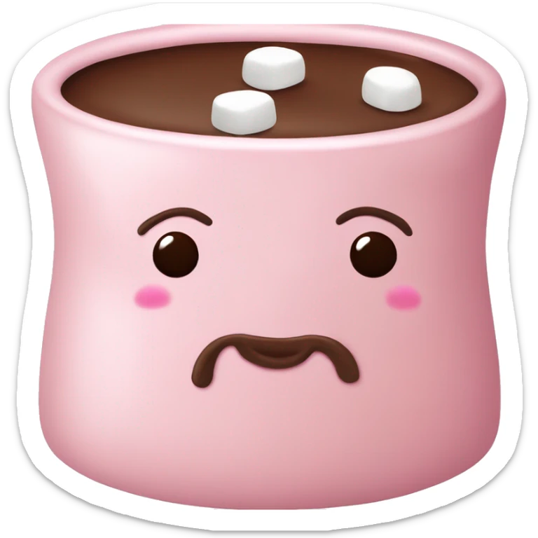 Light Pink mug of hot chocolate with marshmallows  sticker