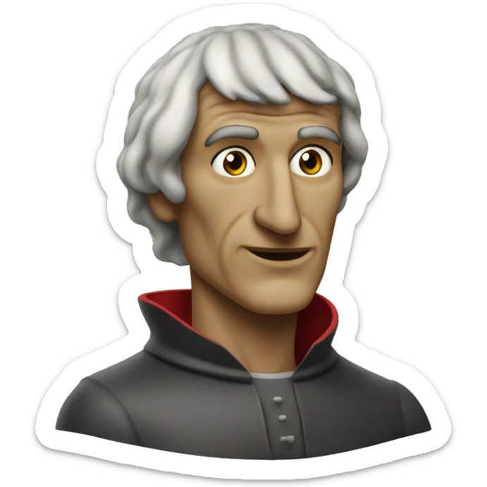 AI on a famouse poetry Dante Alighieri with a big long nose. sticker