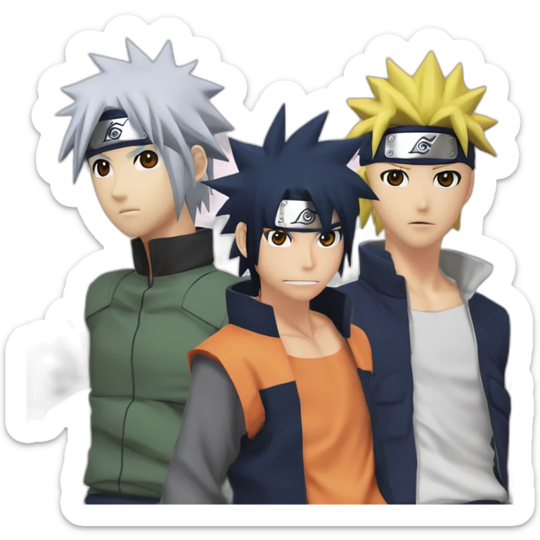 group photo of Naruto Uzumaki, Sasuke Uchiha, Sakura Haruno, and Kakashi Hatake sticker