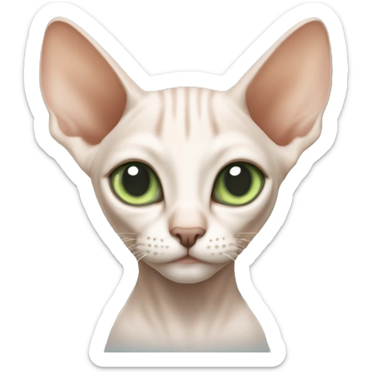 a full-bodied sphinx cat of white-peach color with green-blue eyes (it is blad) sticker