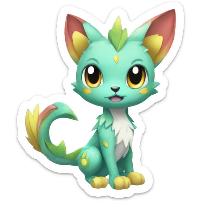 Anthro Cool Edgy Legendary Colorful Shy Shiny Fakemon-Pokémon-Fantasy-Creature With Full Body Detailed High Quality sticker