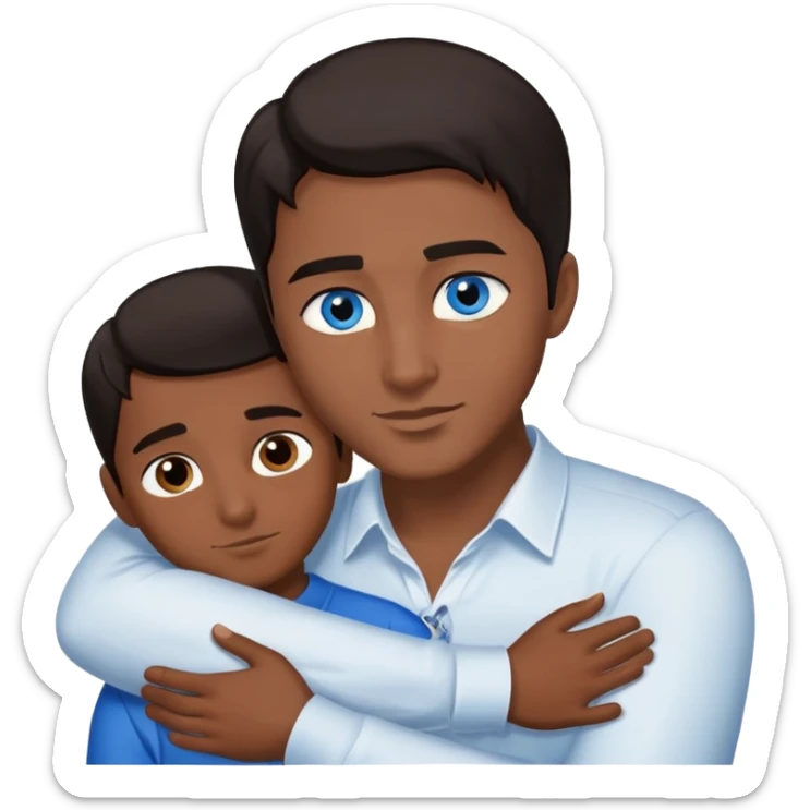 Blaine hair blue eye woman hugging a dark hair brown eye and brown skin man sticker