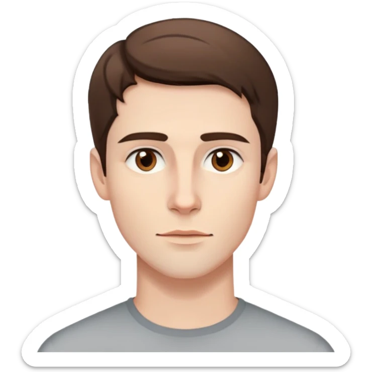 pretty handsome bratz man, short brown hair, brown eyes, pale skin, defined jawline sticker