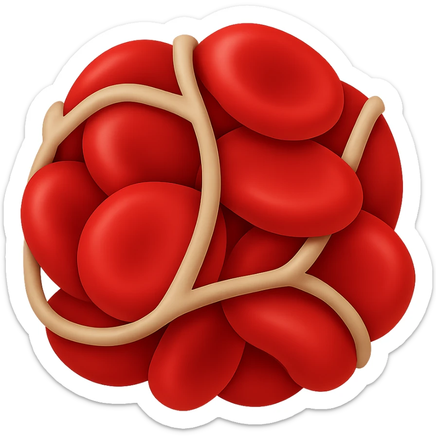 Create an emoji of a blood clot similar to the reference image, in the style of Apple emojis with a transparent background. sticker