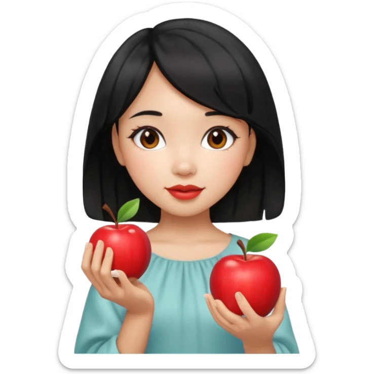 Red girly stuff filipino black hair with straight wavy hair medium length butterfly haircut sticker