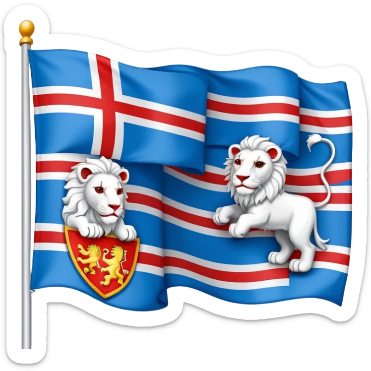 Flag of North Holland with red and blue stripes and white lions sticker