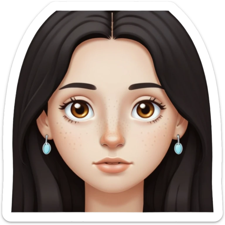 girl with long dark hair light freckles two nose piercings  sticker