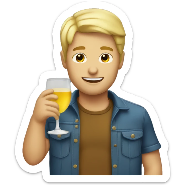 A blonde guy drinking  sticker