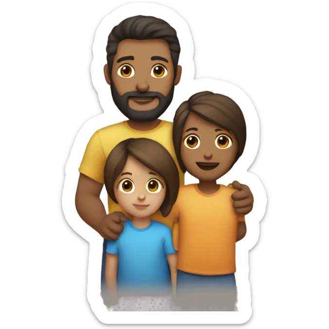 Parents holding toddler boy with love. Mother and father have brunette hair and boy has dark blonde hair. Father has a beard. They are all light skinned sticker