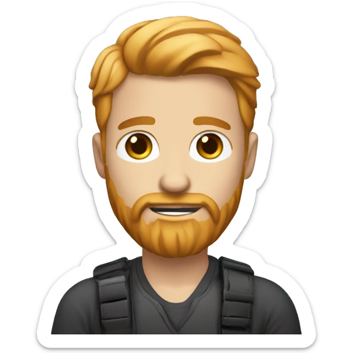 Male photographer with side parted strawberry blonde hair and a beard. sticker