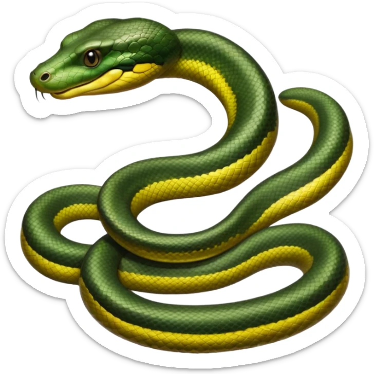 A photo-realistic digital illustration of a Green Anaconda, chest upward, with a broad, flat head, muscular body, and high-set eyes. Its olive-green body is covered with symmetrical, bold black oval spots, and its smooth, glossy scales highlight its large, powerful build. sticker