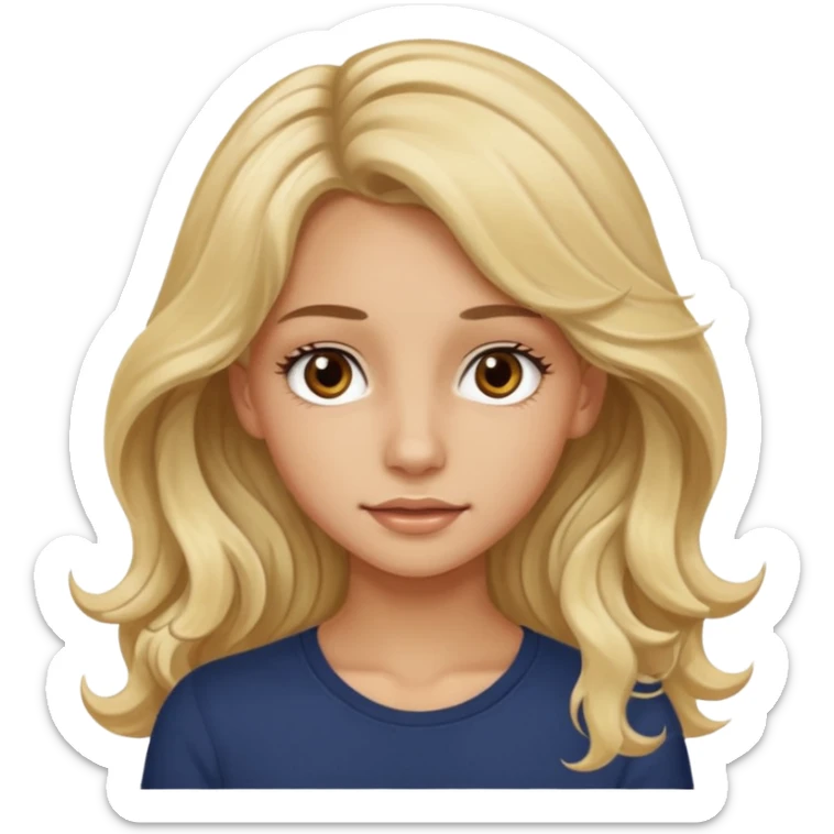 blond long wavy hair, skinny,brown eyes, long eye lashes,tanned, 17 year old girl sticker