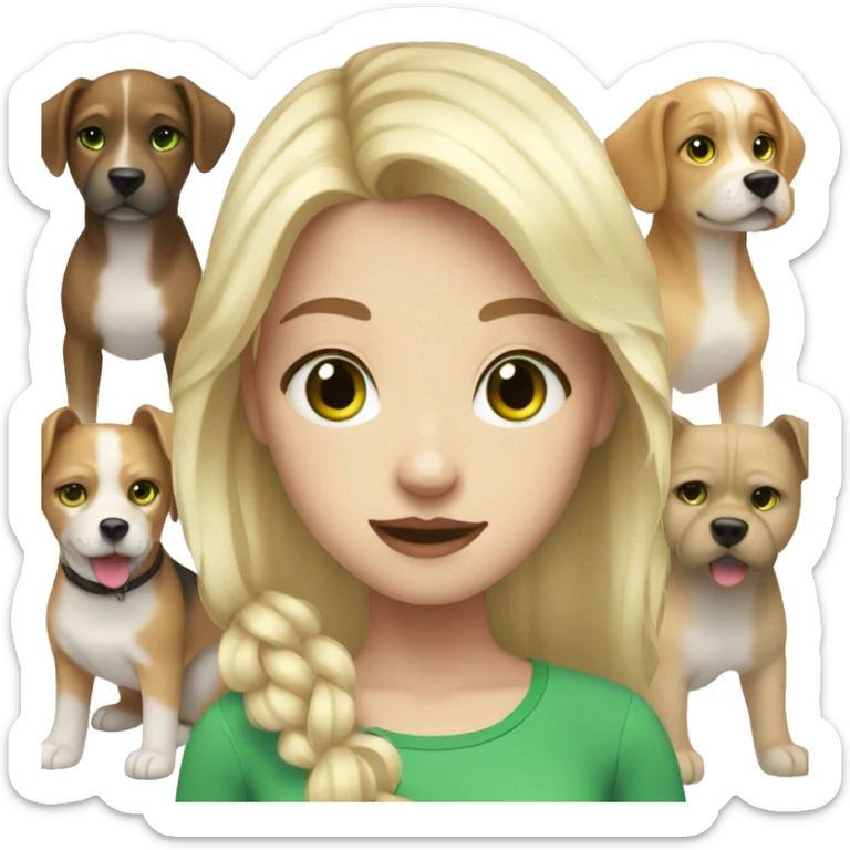 Girl teenage, white pale, blonde hair, green eyes, with dogs  sticker