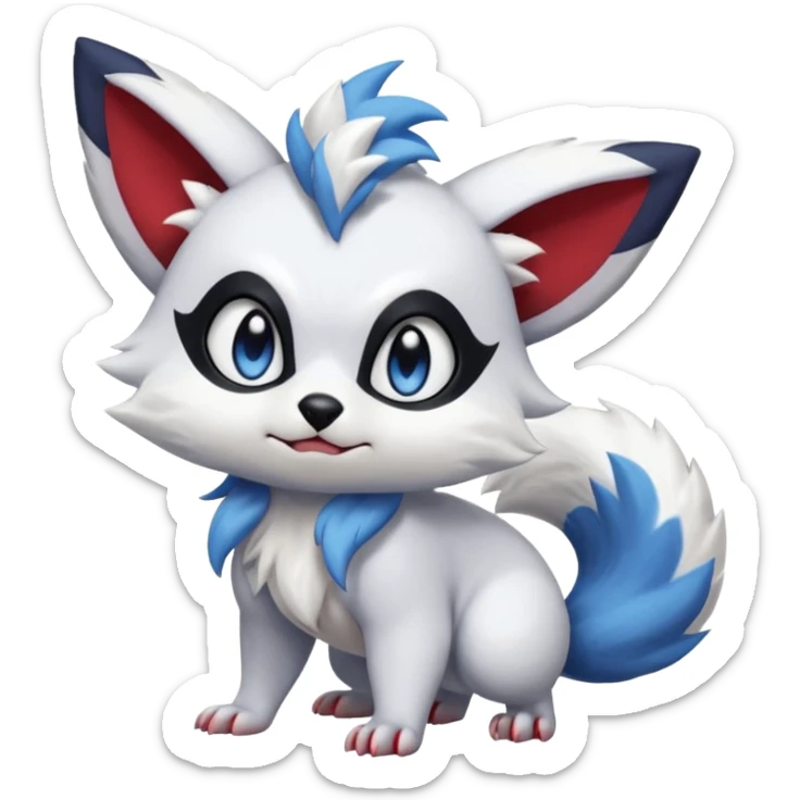furry flurry fuzzy Absol-Zorua-Furret-Zangoose-Chinchilla-fusion-animal-Fakémon-hybrid-creature  sticker