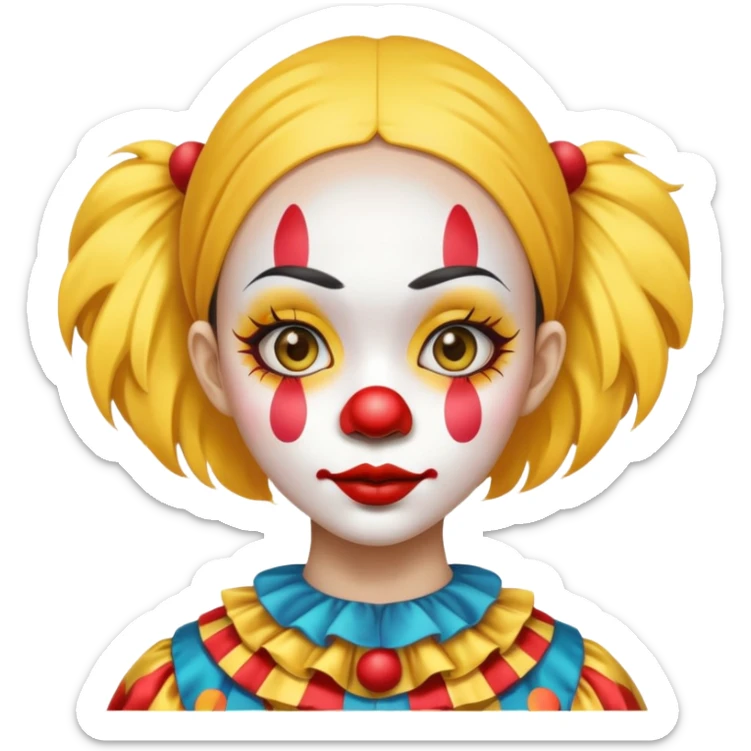 asian girl (yellow and very thin eyes) in clown outfit sticker