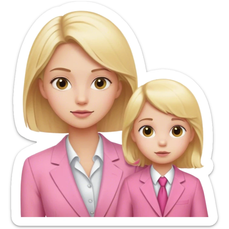Blond girl pink suit with child sticker
