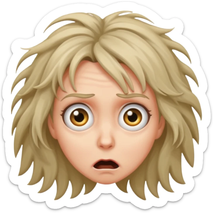 A realistic waist-length portrait of a terrified woman sticker